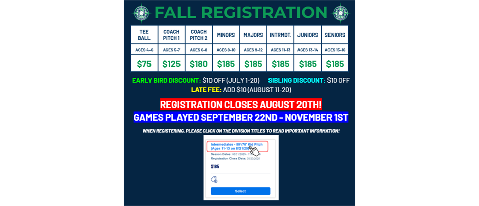 FALL REGISTRATION IS OPEN